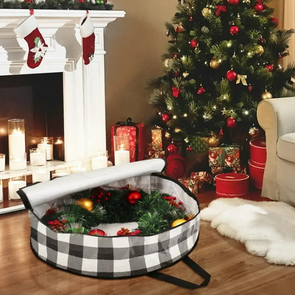 Big Savings karymi Christmas Wreath Storage Bag 24 Inches - Wreath Storage Box with Handle - Durables Material Festive Wreath Storage Rack 24 Inches Living Room Decor Best Sellers New & Trending