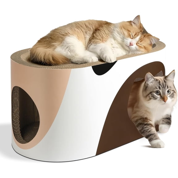 Big Scratcher Lounge, Corrugated Cardboard Scratcher House with Hole, Large Lounger Bed, Pad for Indoor Cats as Furniture Protector, Cardboard House