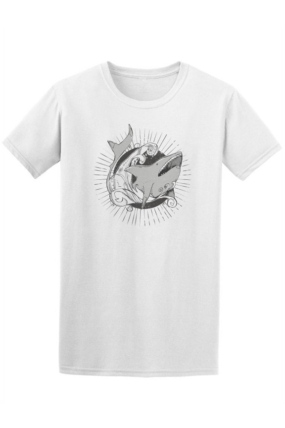 Big Sea Shark Logo T-Shirt Men -Image by Shutterstock, Male 4X-Large