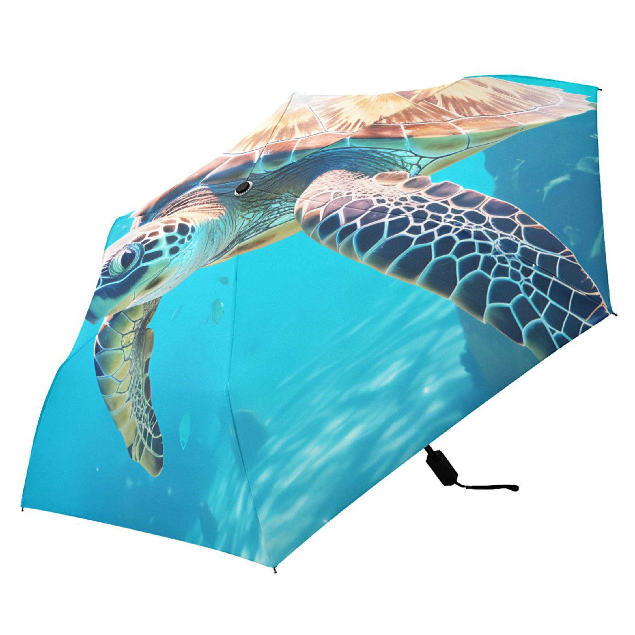 Big Sea Turtle in Sea Compact Folding Umbrella for Rain Windproof ...