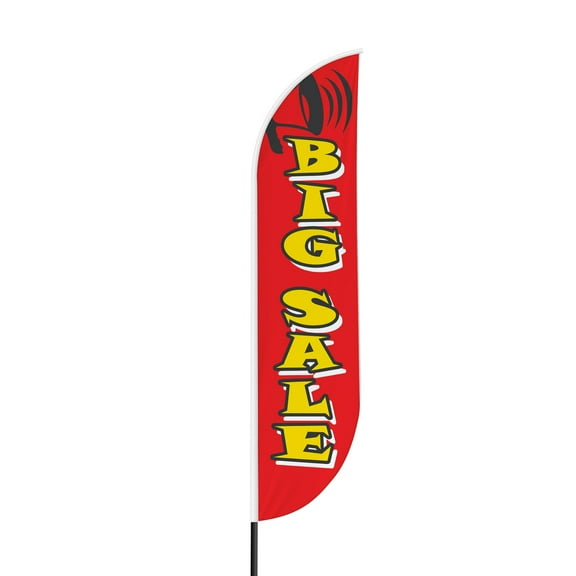 Big Sele Sign feather flag for Outdoor by Mavis Print | 11.5 FEET Long Polyester Outdoor Banner Flag for Easy Hang | HD Print Swooper I Flag Only for Business Sele Advertising I Flag Only