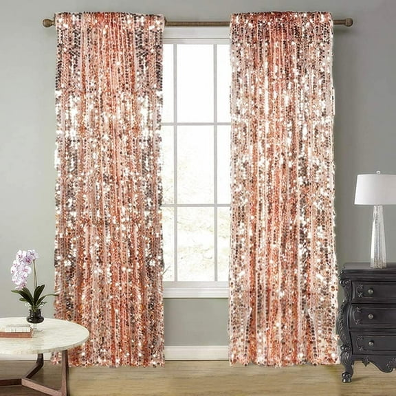 Big Sequin Rose Gold Drapes Curtains Panels