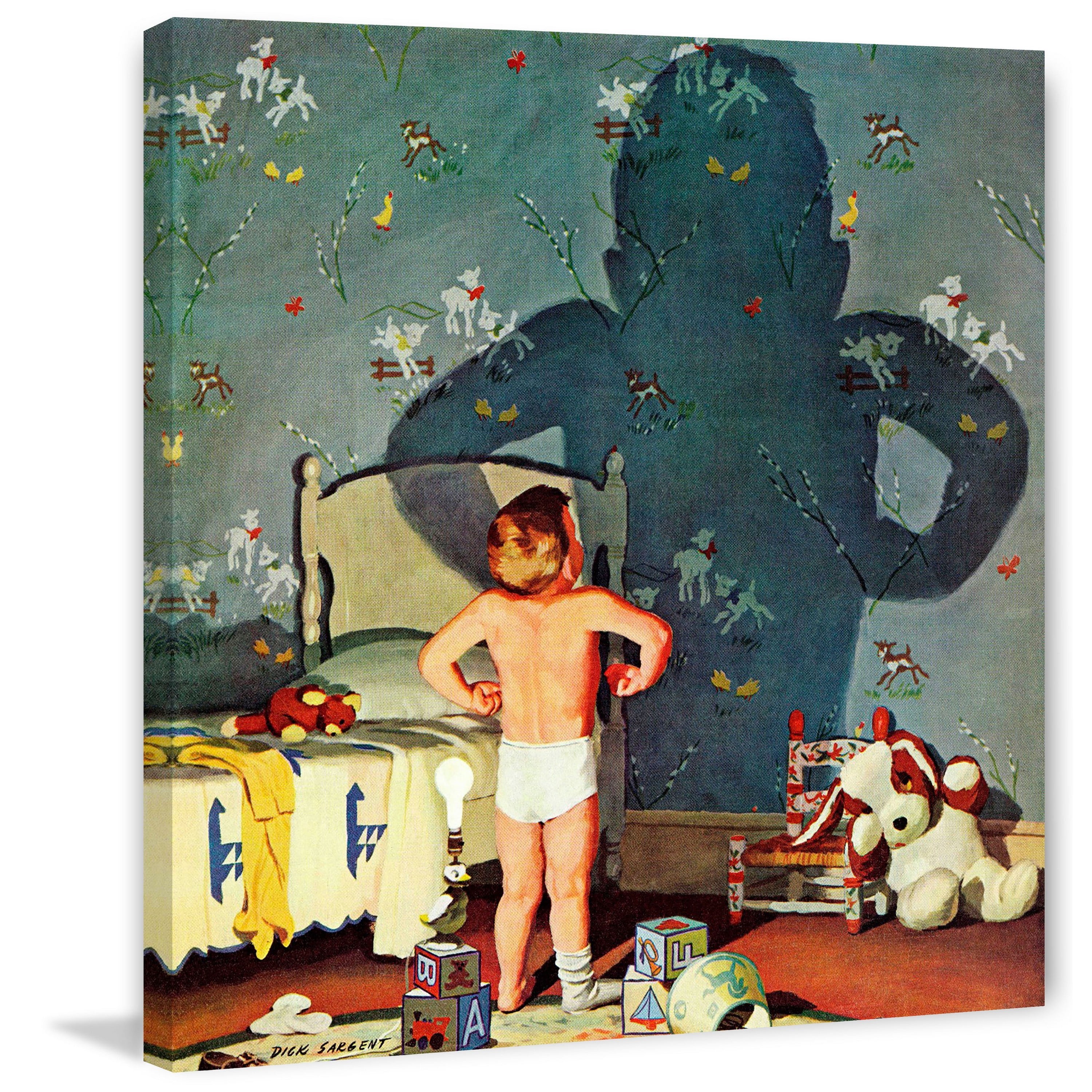 "Big Shadow, Little Boy" Painting Print on Wrapped Canvas