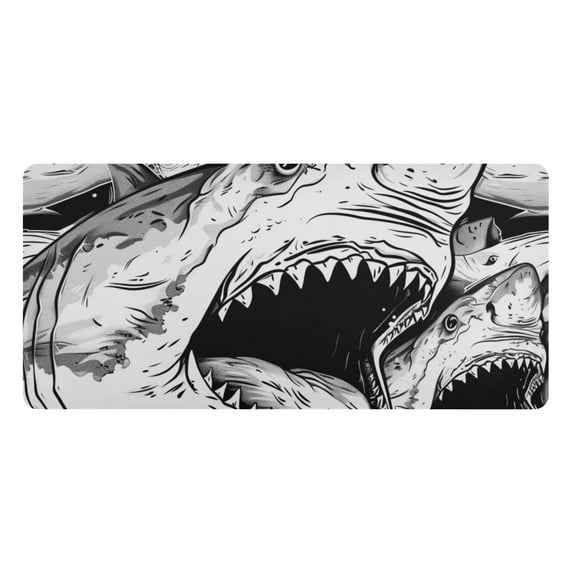 Big Shark Desk Mats Large Mouse Pad Long Keyboard Computer Rubber Base Non-Slip Mats Accessories Decor for Office Home 23.6"x47.2"