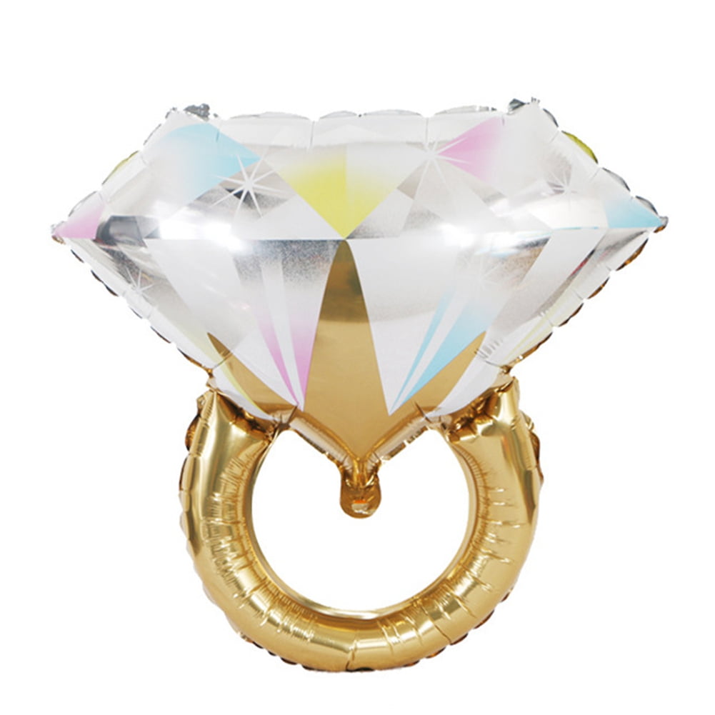 Big Shiny Diamond Ring Shaped Foil Valentine Balloon for Engagement Wedding Party Decor Gold