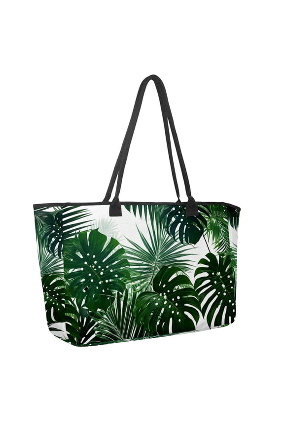 Big Shoulder Handbags for Women,Palm Leaves Large Casual Tote Bags for Work Travel Commuter Shopping Trendy Handbag