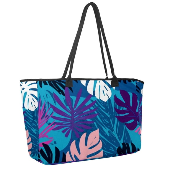 Big Shoulder Handbags for Women,Watercolor Palm Leaves Large Casual Tote Bags for Work Travel Commuter Shopping Trendy Handbag