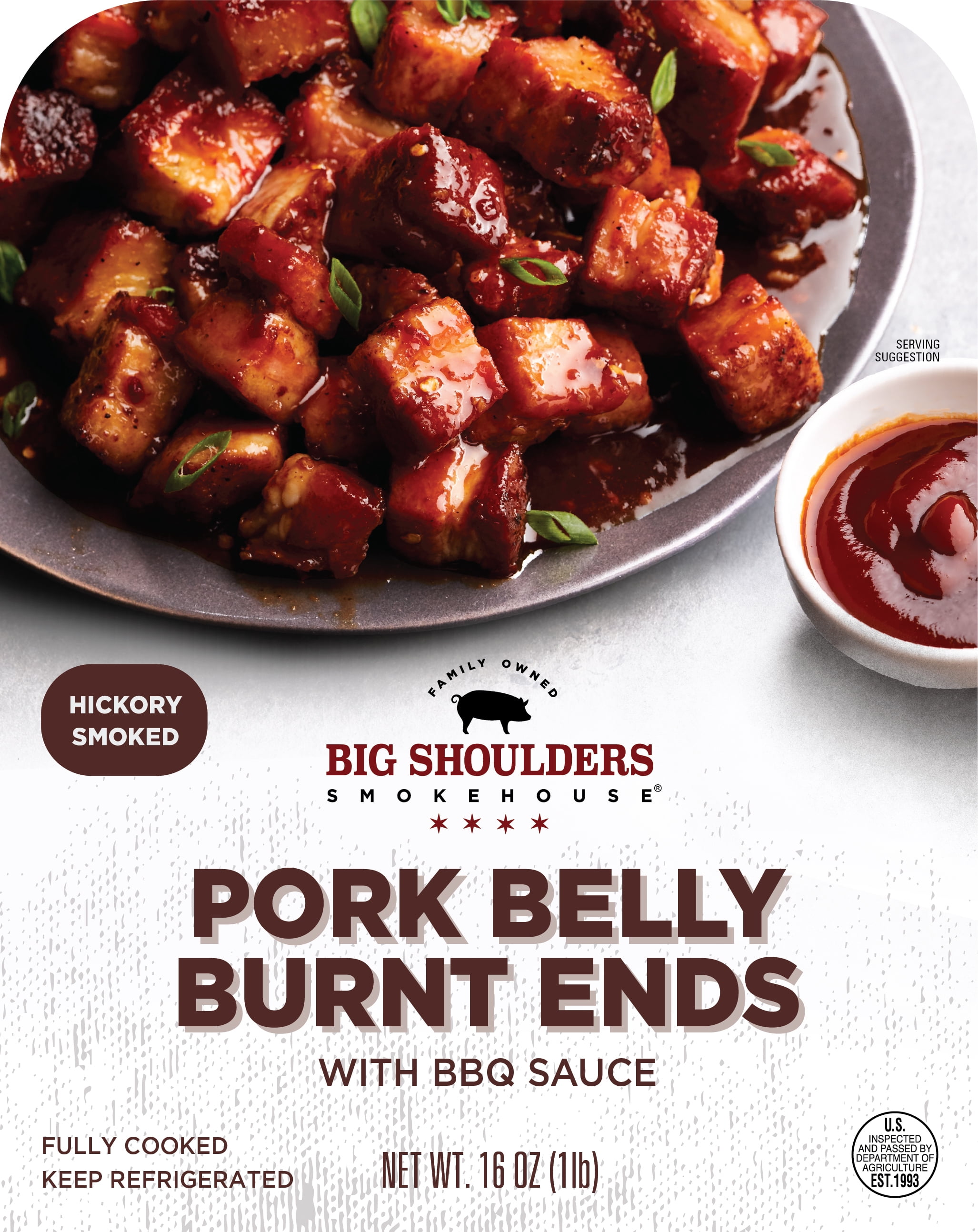 Big Shoulders 16oz Fully Cooked Smoked Pork Belly Burnt Ends