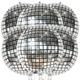 Big Silver Disco Ball Balloons Pack of 6, Disco Party Decorations