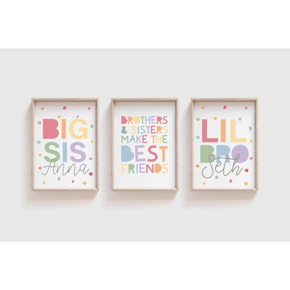 Big Sis Lil Bro Prints, Brother and Sister Make Best Friends Prints, Sibling Prints, Brother Sister Shared Bedroom, Playroom Decor, Poster Only