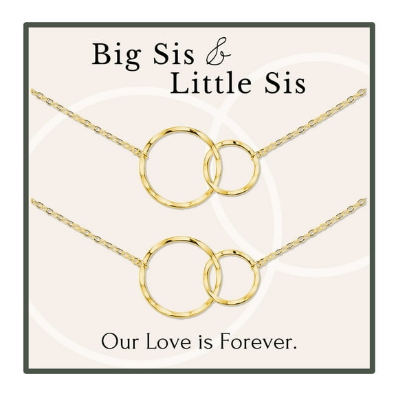 HOPE LOVE SHINE Big Sister Little Sister Necklace 2 Circles Gold – Forever Bond Gift for Sisters, Sister Jewelry for Her