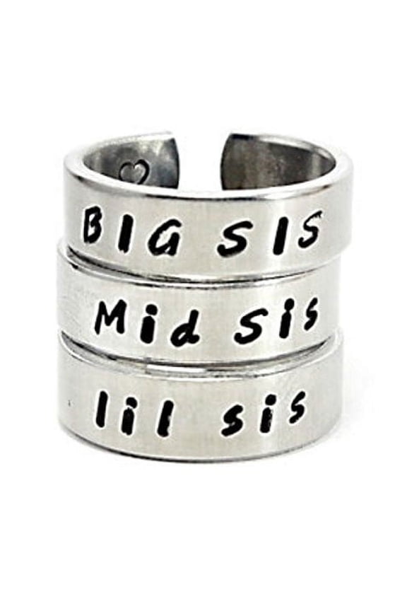 Big Sis Mid Sis Lil Sis Three Sisters Ring Set, Big Sister Middle Sister Litt...