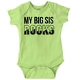 thumbnail image 1 of Big Sis Rocks Younger Little Sister Romper Boys or Girls Infant Baby Brisco Brands 12M, 1 of 6