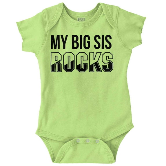 Big Sis Rocks Younger Little Sister Romper Boys or Girls Infant Baby Brisco Brands 12M