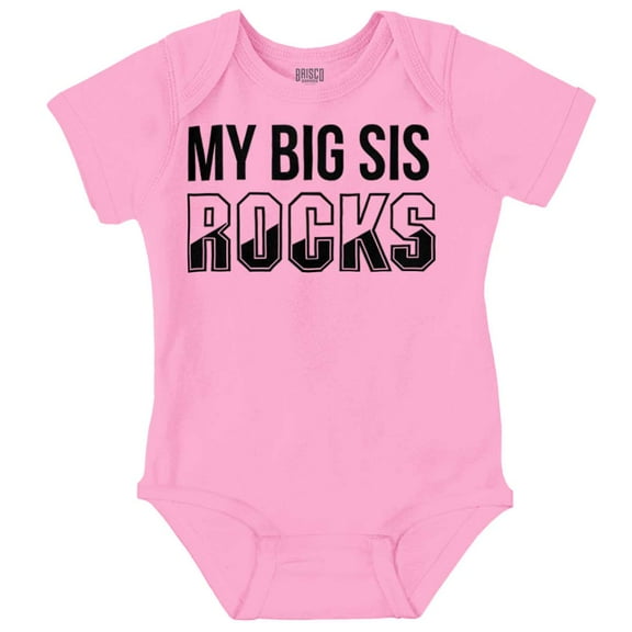 Big Sis Rocks Younger Little Sister Romper Boys or Girls Infant Baby Brisco Brands NB