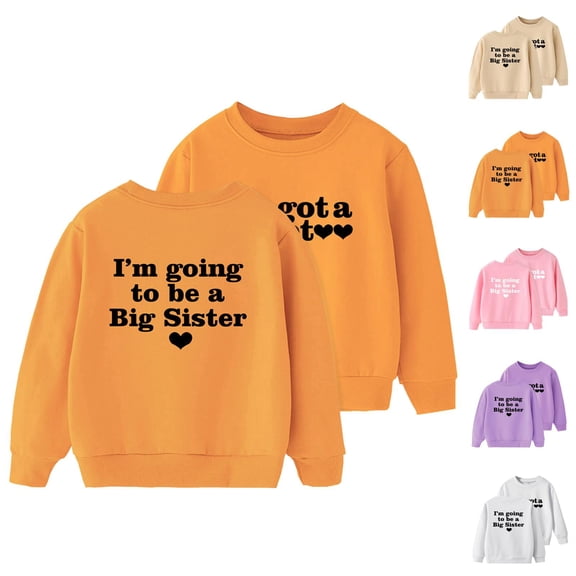Big Sister Announcement Sweatshirts for Girl Long Sleeve Crewneck I'm Going to Be A Big Sister Sweatshirt Pullover Top