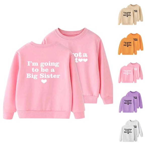 Big Sister Announcement Sweatshirts for Girl Long Sleeve Crewneck I'm Going to Be A Big Sister Sweatshirt Pullover Top
