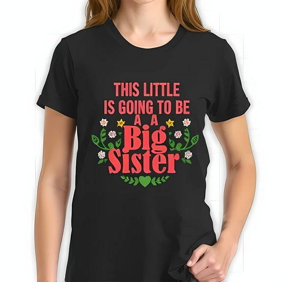 Big Sister Announcement T-Shirt - Floral Design with Coral Text - Perfect Gift for New Sibling Reveal