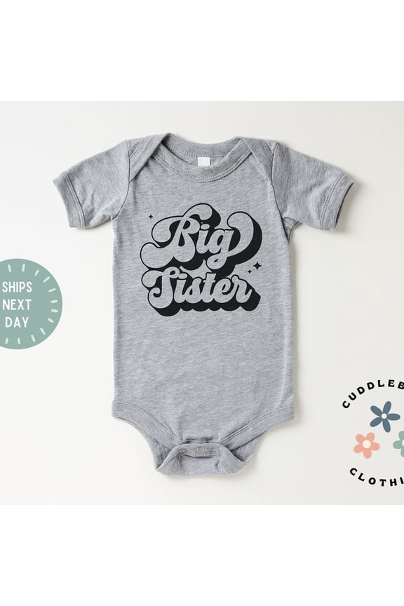 Big Sister Baby Bodysuit, Big Sis , Promoted to Big Sister, Girl Sibling Bodysuit, New Baby, Pregnancy Reveal