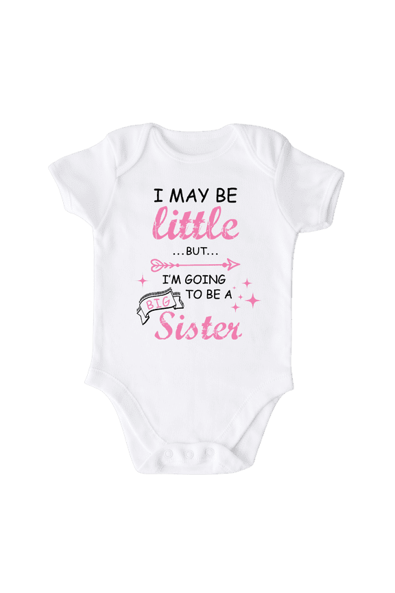 Big Sister Baby Bodysuit Cute Sister Announcement for Pregnancy Reveal 12m White