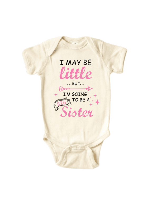 Big Sister Baby Bodysuit Cute Sister Announcement for Pregnancy Reveal 18m Natural