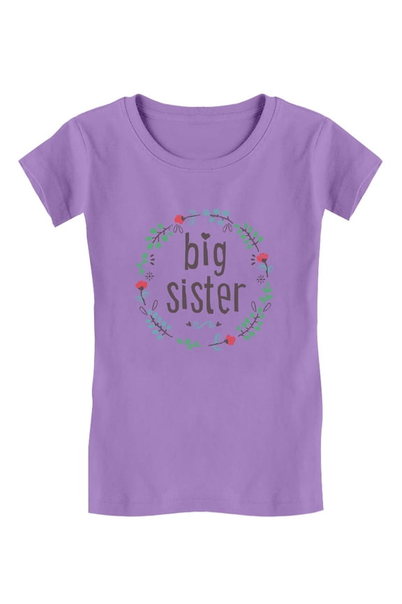 Big Sister Baby Shower Gift for Big Sister Toddler/Kids Girls' Fitted T-Shirt 4T Lavender