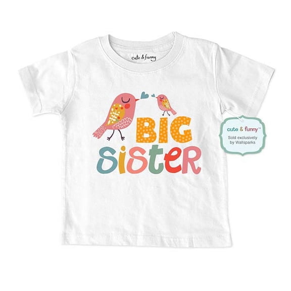 Big Sister Birds (design1) - wallsparks cute & funny Brand - Soft Infant & Toddler Shirt - Surprise Baby birth pregnancy announcement