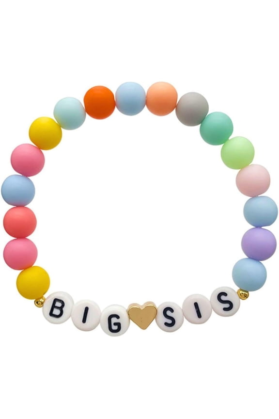 Big Sister Bracelet Heart Star Butterfly Charm Beads Stacked Elastic Bracelet