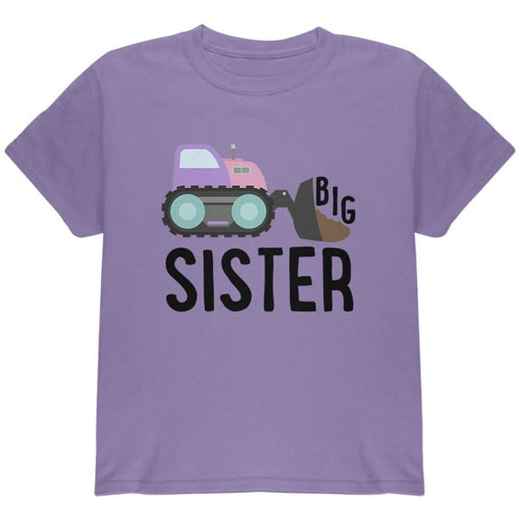 Big Sister Construction Truck Digger Youth T Shirt Violet YMD