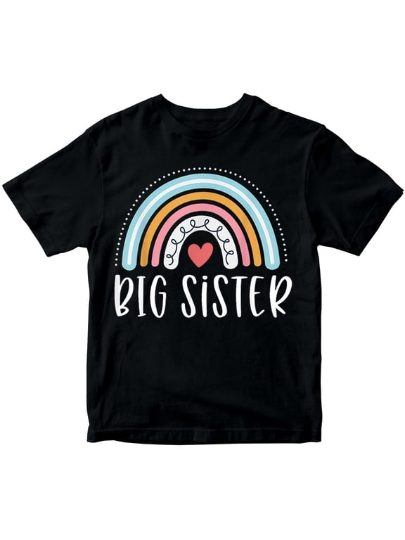 Big Sister Cute Baby Gift Idea Siblings Rainbow Girls Teen Kids T-Shirts #NED