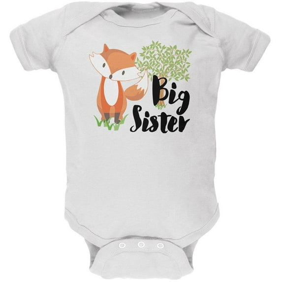 Big Sister Cute Fox Woodland Nature Soft Baby One Piece White 3-6 M