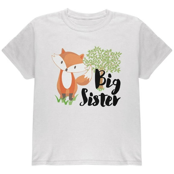Big Sister Cute Fox Woodland Nature Youth T Shirt White YLG