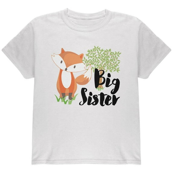 Big Sister Cute Fox Woodland Nature Youth T Shirt White Youth X-SM