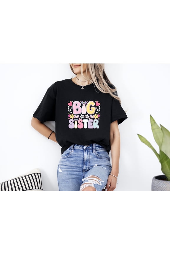 Big Sister Cute Kawaii Pastel Flowers Hearts Sibling Love Unisex T-Shirt