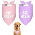 thumbnail image 1 of Big Sister Dog Bandana 2 Pack Pet Dog Scarf Baby Announcement Props Pregnancy Announcement Dog Bandana Gender Reveal Dog Outfit Accessories Gift for Dog Lover Owner (Pink,Purple) Large, 1 of 6