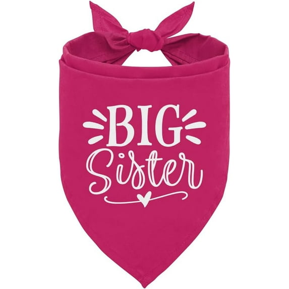 Big Sister Dog Bandana, Dog Bandana, Deep Pink Pet Dog Scarf Accessories, Pet Dog Triangle Scarf, Dog Bandana for Small Medium Dogs, Baby Announcement Dog Bandana, Dog Bandana Pet Scarf (M)