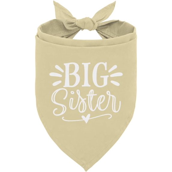 Big Sister Dog Bandana, Light Yellow Dog Bandana, Pet Dog Scarf Accessories, Pet Dog Triangle Scarf, Dog Bandana for Small Medium Dogs, Baby Announcement Dog Bandana, Pet Scarf (M)