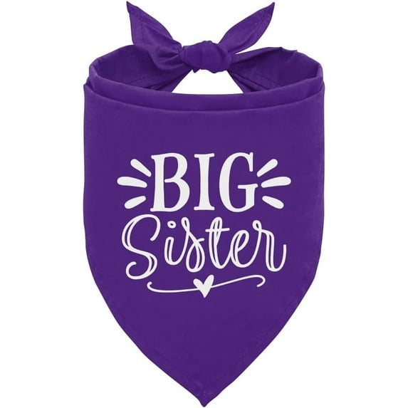 Big Sister Dog Bandana, Purple Dog Bandana, Pet Dog Scarf Accessories, Pet Dog Triangle Scarf, Dog Bandana for Small Medium Dogs, Baby Announcement Dog Bandana, Dog Bandana Pet Scarf (M)