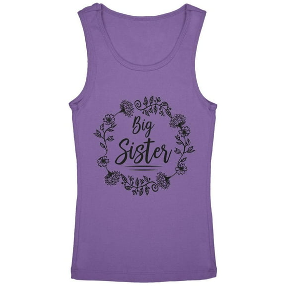 Big Sister Flower Wreaths Youth Girls Tank Top Lavender YMD