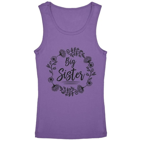 Big Sister Flower Wreaths Youth Girls Tank Top Lavender YSM