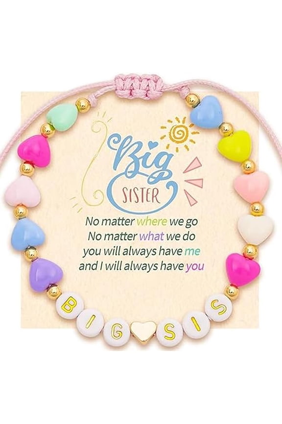 Big Sister Gift Bracelet for Girls, Sister Bracelet for Toddler Daughter Niece, Sis Bro Bracelets Matching Outfits for Birthday, Christmas, Announcement Jewelry