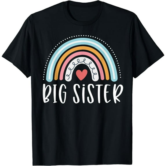 Big Sister Gifts Sibling Family Rainbow Graphic T-Shirt