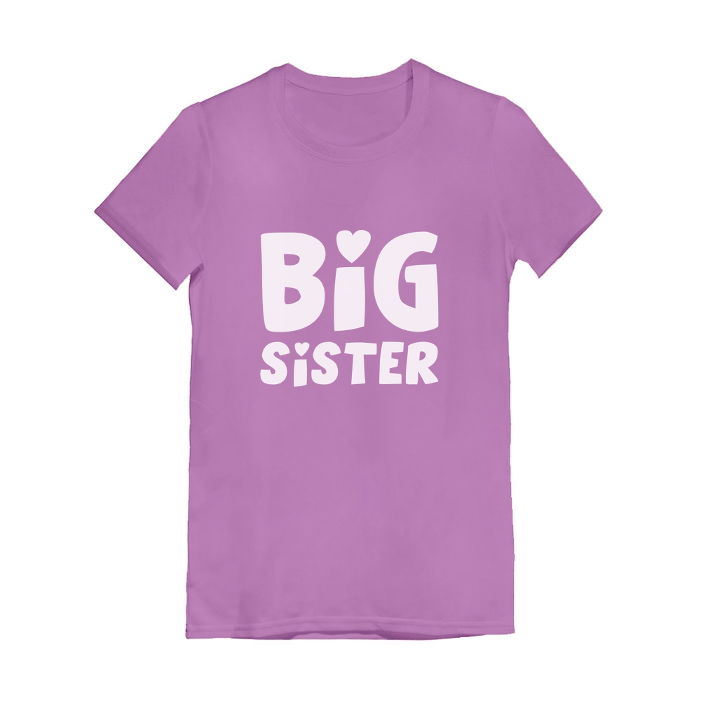 Big Sister Graphic T-Shirt - Ideal Sibling Gift by Tstars - Girls' Fitted Tee - Celebrate Family Love - Perfect for Announcing New Sibling - High Quality Print - Cotton Kids' Birthday Shirt - image 1 of 3