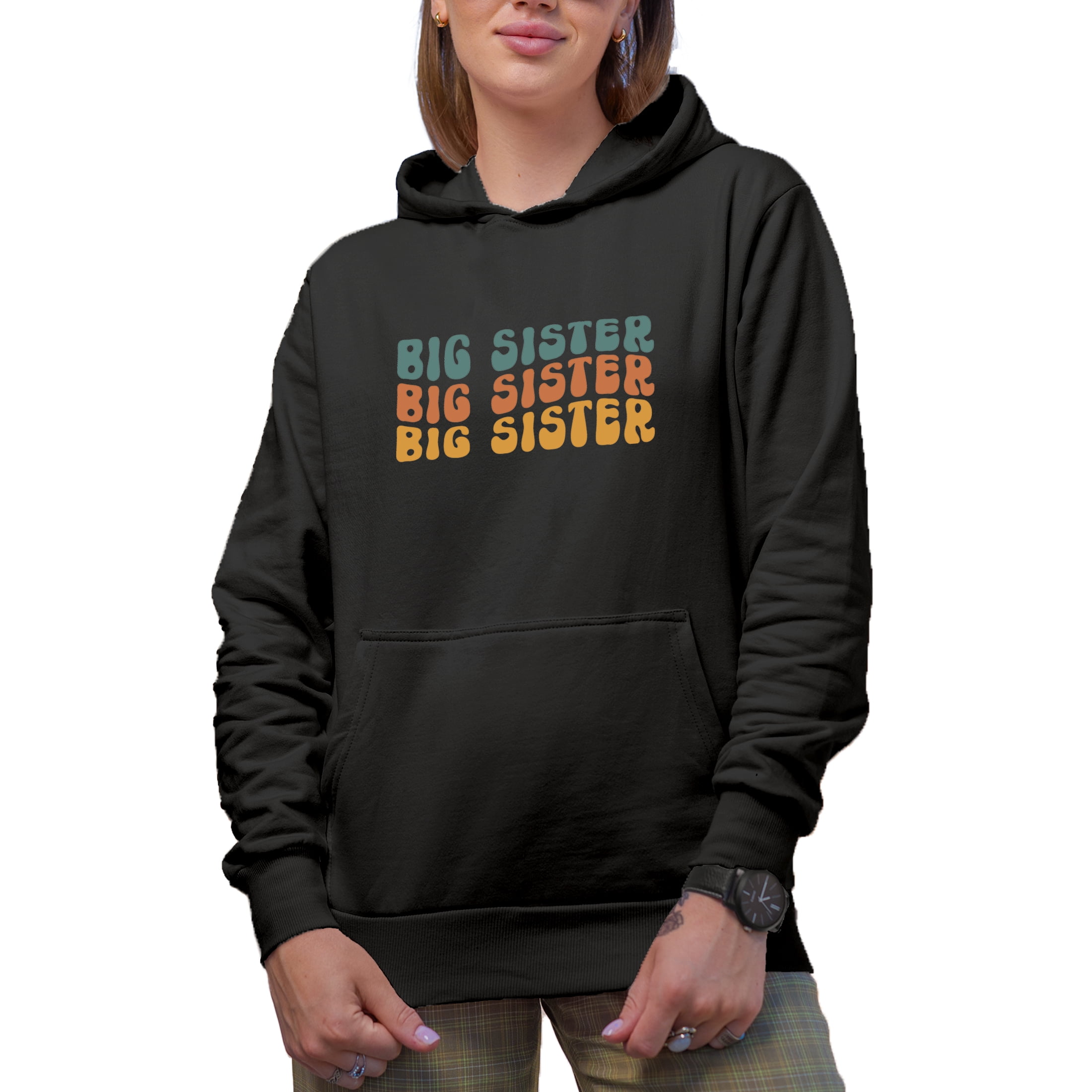 Big Sister, Having a Younger Sibling Themed, Groovy Retro Wavy Text ...