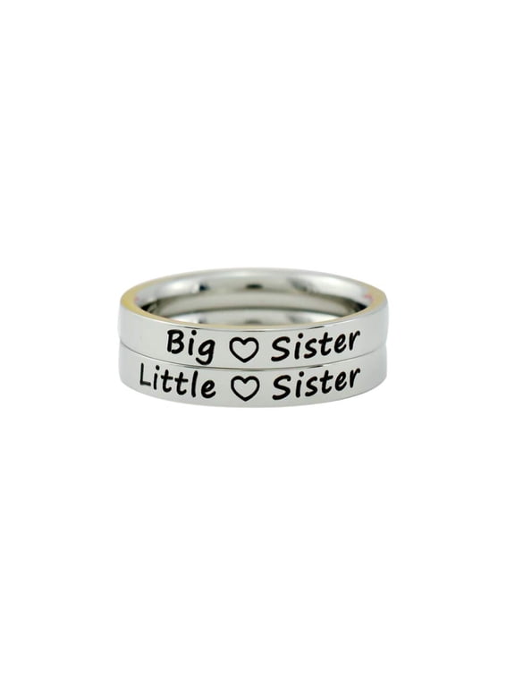 - Dainty Stainless Steel Stacking Band Ring Set of 2, Big Lil Sis Family Love, Gift for Women, Her Birthday, Anniversary Christmas Valentines