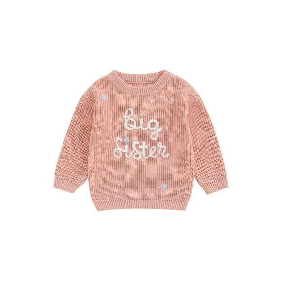 Big Sister Little Sister Matching Outfits Toddler Baby Girl Chunky Knit Sweater Winter Warm Sweatshirt Knitted Pullover Top Clothes