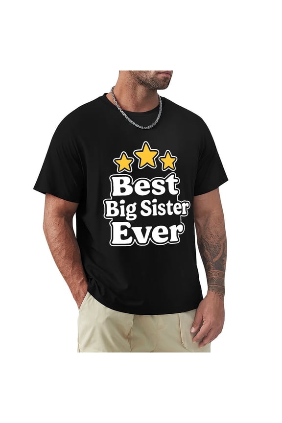 Big Sister Men's HD Print Classic Short Sleeve T-Shirts Black Large