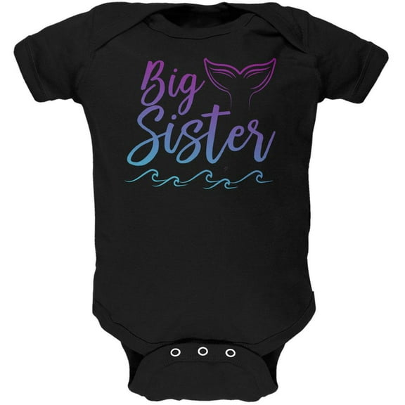 Big Sister Mermaid Tail Ocean Soft Baby One Piece Black 9-12 M
