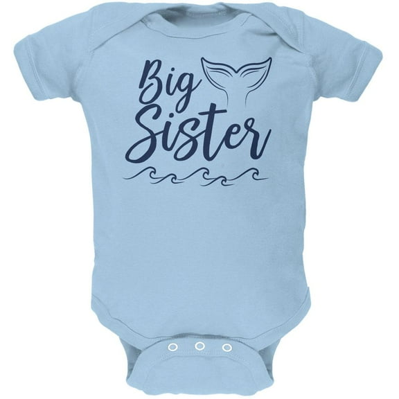 Big Sister Mermaid Tail Ocean Soft Baby One Piece Light Blue 18-24 M