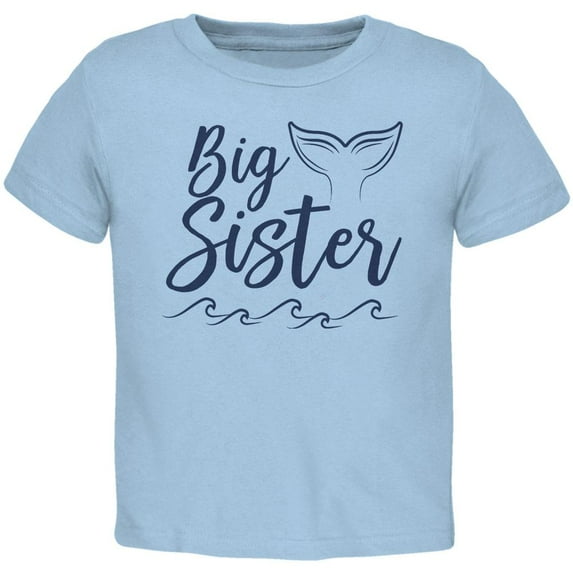 Big Sister Mermaid Tail Ocean Toddler T Shirt Light Blue 3T